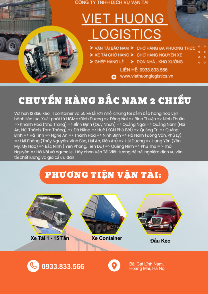 Chuyển Hàng Bắc Nam 2 Chiều - Vận Tải Việt