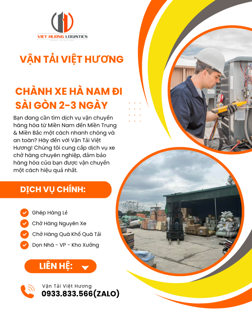 Chành Xe Hà Nam đi Sài Gòn 2-3 ngày - Vận Tải Bắc Nam - Liên hệ: 0933.833.566(zalo)