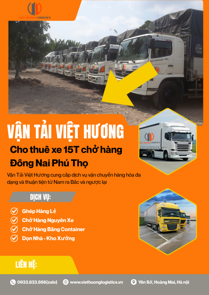 Cho thuê xe 15T chở hàng Đồng Nai Phú Thọ - 0933833566Zalo
